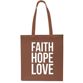 Faith Hope Love Tote Shopping Gym Beach Bag 42cm x38cm, 10 litres-Chestnut