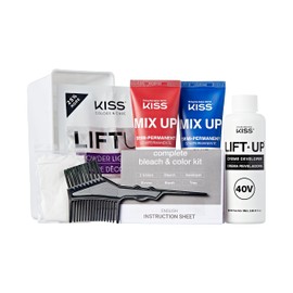 KISS Mix Up Complete Bleach & Semi-Permanent Hair Color Kit, Intelligent Color Technology, 2 Colors, Custom Combinations, Long- Lasting, Lasts Up To 50 Washes - Blue Moonlight & Crimson