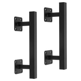 Purife 9'' Square Sliding Barn Door Handles and Pulls Pack of 2, Black Vintage Gate Pull Hanlde, Iron Handle for Gates, Garage, Sheds, Outdoor Fence, Interior Closet Handles