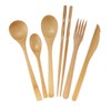 BambooMN Organic Reusable Bamboo Utensil Set 3 Spoons Fork Knife