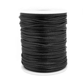 Fbshicung 1.5mm Satin Nylon Trim Cord, 263Feet Rattail Beading String Cord for Arts and Crafts, Macrame Bracelets, Necklaces,DIY, Jewelry Making(Black)