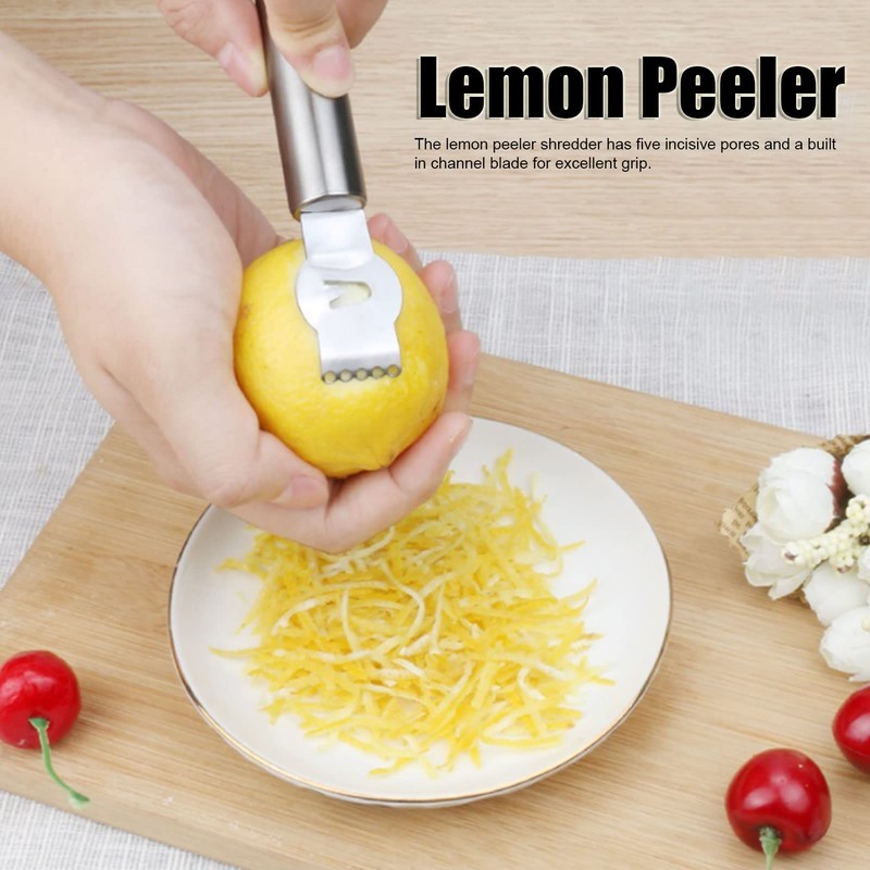 Stainless Steel Citrus Zesting Tool with Ergonomic Grip - Lemon