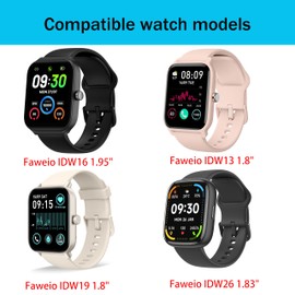 Compatible with Faweio Smartwatch Bands,Lamshaw 22mm Slim Vintage Leather Strap Replacement Compatible for Faweio IDW13/IDW16/IDW17/IDW19/IDW21/IDW26/Smartwatch, White