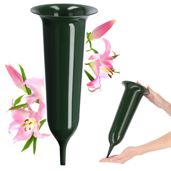 Kadax Plastic cemetery vase, weatherproof, frost-proof flower vase with spike,