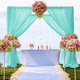 DUOBAO Chiffon Backdrop Curtain 29x120-Inch Chiffon Fabric Drapes for Wedding Sheer Curtains 2 Panels Mint Green Photography Backdrop Drapes 5Ftx10Ft Polyester Curtain Panel Backdrops for Party
