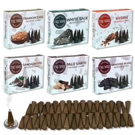 Trumiri Woody Incense Cones - Variety Pack - Total 60 Cone Incense (6 Scents x 10 Conos) - White Sage, Palo Santo, Dragons Blood, Sandalwood - Inscents-Cones Scented - Insense Cones - Incent Cone