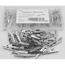 IEUYO Multipurpose Metal Midium Alligator Clips for Battery Test Lead Steel Crocodile Clamps, Place Card Holder,Silver Tone Nickel Plated 50 Pcs 1.8”/45mm