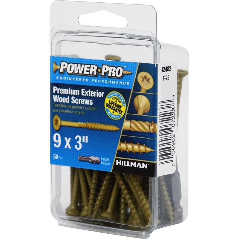 Power Pro Premium Exterior Wood Screws, #9 x 3 Inch