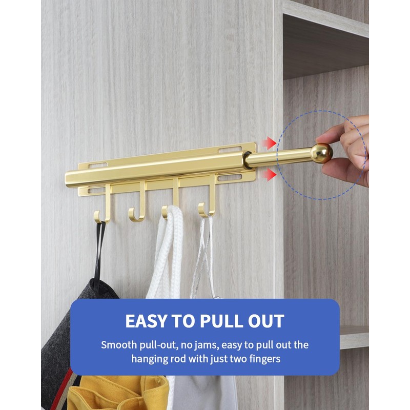 BaiNong 12 inch Valet Rod for Closet Pull Out Closet