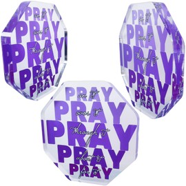 Ewong Purple Christian Decor, Pray on it Bible Verses Sign Office Home Desk Accessories, 4.9x 4.9 Inches Inspirational Gifts for Women, Dorm Bedroom Bathroom Living Room Decoration (Purple)