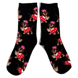Ladies Dachshund Christmas Party Socks 4-8 UK / 37-42 Eur / 6-10 US