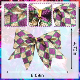 Habbiful 10 Pcs Mardi Gras Bow for Wreath, Mini Mardi Gras Wreath Bow New Orleans Bow for Gifts Wrapping Glitter Green Purple Gold Small Bow for Mardi Gras Carnival Party Decoration