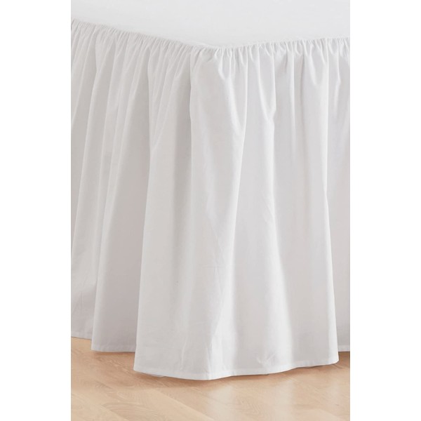 Jotex Zack Valance Bed Skirt - 100% High-Quality Organic Cotton Bed Skirt, Height 60 cm - White, 120 x 200 cm