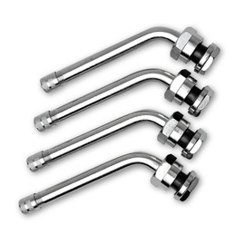 Haltec Four TR555D 60 Degree Bend 3 inch Grommet Valve Stems. Nickel Plated Brass Clamp-in Valve Stems for use in 22.5 and 24.5 Alcoa Truck and Bus Wheels with 9.7mm Valve Holes. TV-555D Valve Stems.