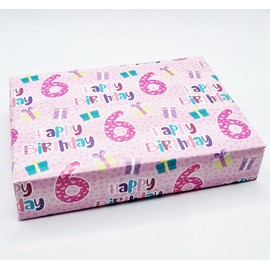 2 Sheets + 2 Gift Tags 6th Birthday Girl Pink Wrapping Paper Age 6 Cute Birthday Giftwrap Pink (PA)