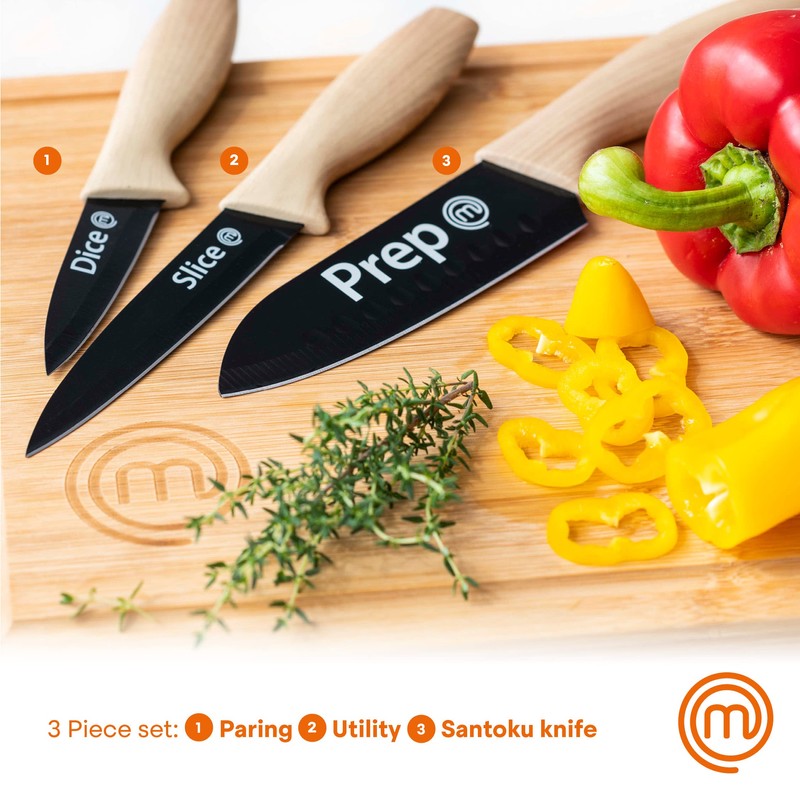 MasterChef Knife Set of 3 Kitchen Knives for Cooking (Chef,
