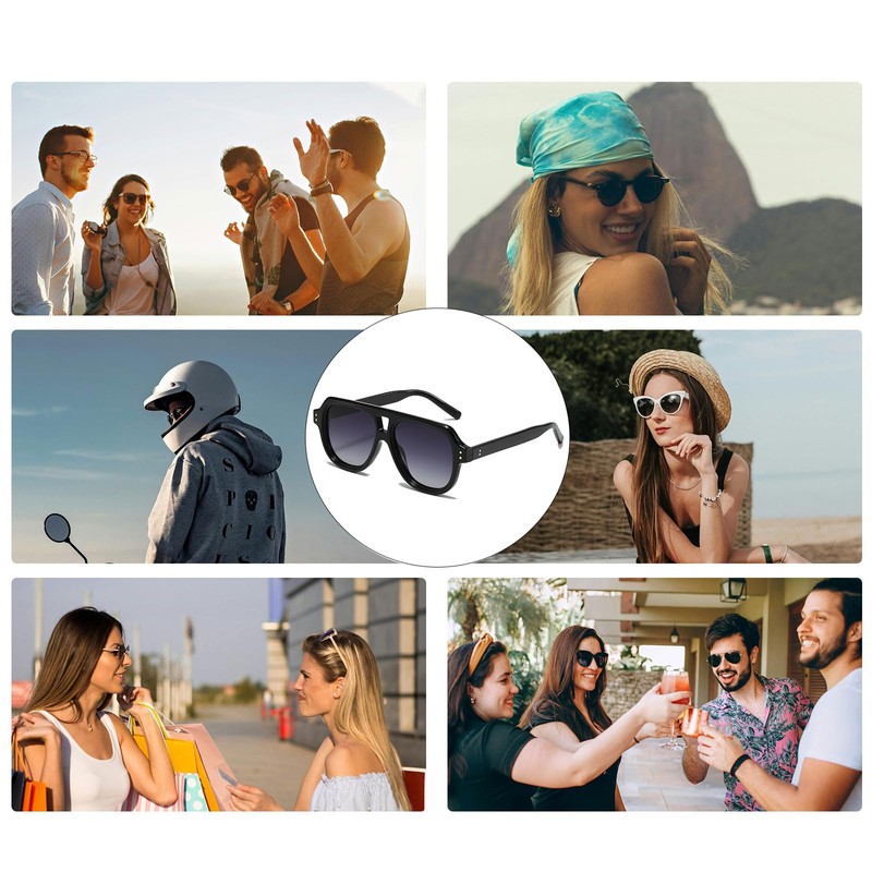YAMEIZE Polarised Sunglasses Men Women Retro 70s Vintage Rectangular Sunglasses