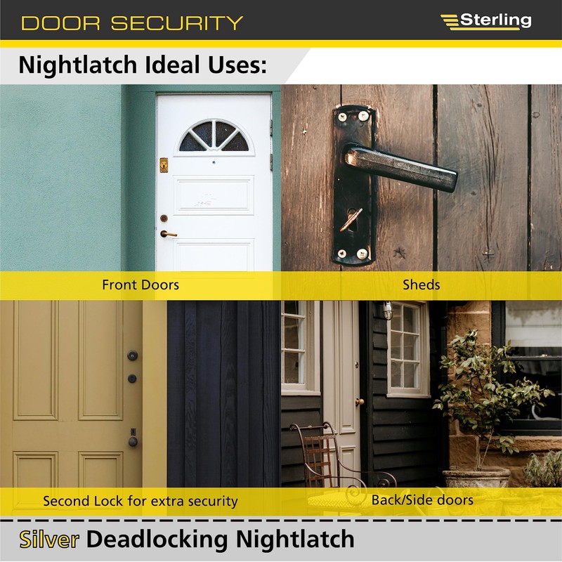 Sterling NLC101 Dead Lock Standard Night Latch Plate, Chrome