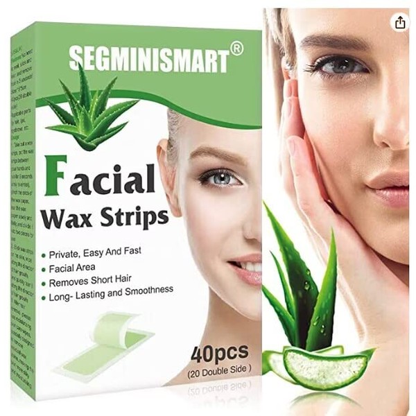 Wax Strips, Hair Removal, Hair Removal for the Face, 40-Piece Wax Strips, Hair Removal Set, Lips & Eyebrows, Cold Wax Hair Removal Strips for Face, Smooth Skin, All Skin Types