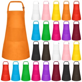 Morcheiong 24 Pack Adjustable Kids Apron Bulk with 2 Pockets Toddler Apron Kids Painting Aprons for Cooking Baking Painting Boys Girls (Multicolor)
