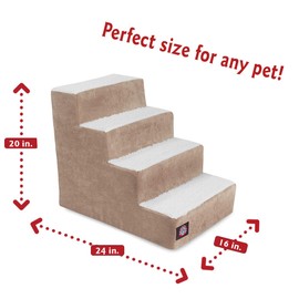 Majestic Pet Portable Pet Stairs | Soft Sherpa Steps Foam Feeling | Steps for Dogs & Cats | Dog & Cat Ramp | Perfect for Bed & Sofa | Indoor Only | Max Weight: up to 250 Lbs 78899500212, Pearl