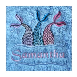 Mermaid Tails (1372) - Embroidered Lightweight Plain Fleece Baby Blanket (Red)