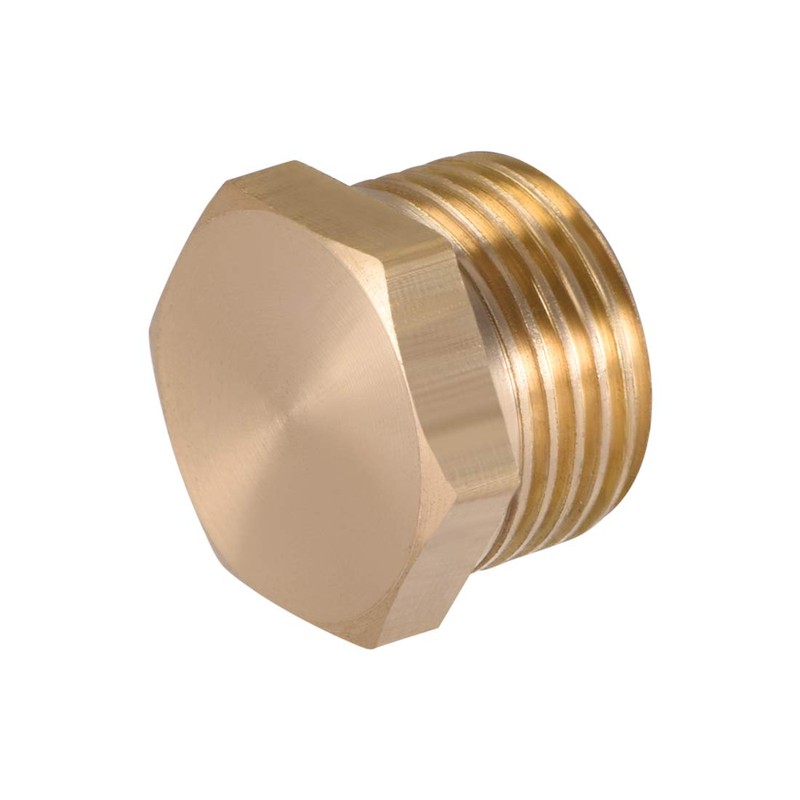 sourcing map Brass Pipe Fitting, Cored Hex Head Plug 3/8"