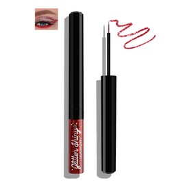 Liquid Glitter Eyeliner, Metallic Shimmer Liquid Eyeshadow, High Pigmented Dark Red Color Chameleon Diamond Eye Liner, Long Lasting Waterproof Smudge-proof Sparkly Shiny Eye Makeup Gift for Women-06