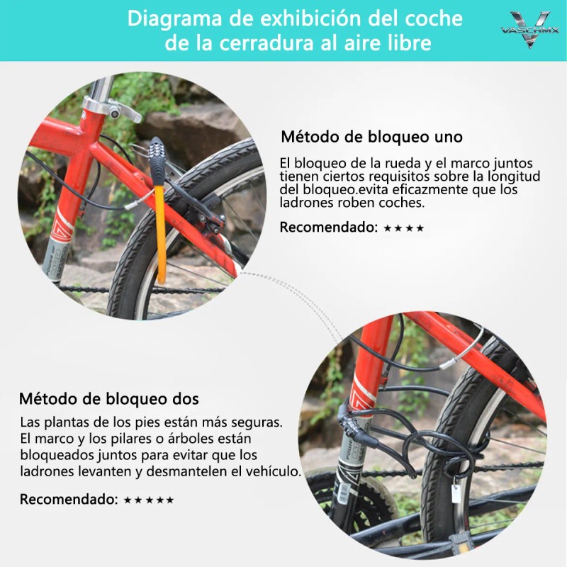 Candado Cadena Gomia Negro 1.2m Combinación Para Bicicleta Moto VRVALUE