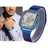 FORSINING Stainless Steel Strap Waterproof Hollow Automatic Mechanical Men WatchBlue