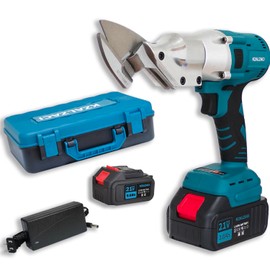 Cordless Metal Sheet Shears Electric Scissors with 360° Swivel Head, Battery-Powered Sheet Metal Cutter for Iron, Aluminum, Steel, Carpet, Leather & Cardboard Curve/Straight Cutting