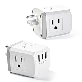 Multi Plug Outlet Extender 2 Pack, Small Electrical Outlet Splitter with 3 USB Ports (1 USB-C), Multi Outlet Plug in for Cruise Ship, Travel, Home, Office, Dorm Essential