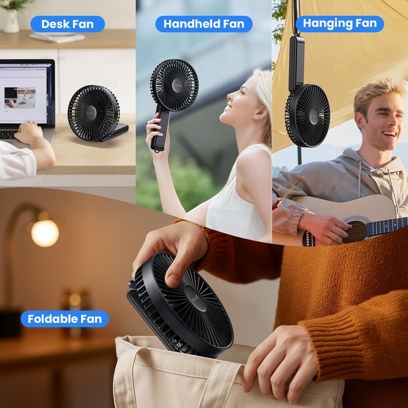 WSKEN Desk Fan Small Quiet - 180° Foldable Portable Fan