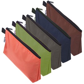 KERNOWO 5 Pcs Premium Tool Pouch Zipper Bags, Small Tool Bags, Nylon Utility Tool Bags, 12.5 X 7 X 2 Inch, Orange, Olive, Gray, Blue, Brown
