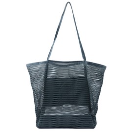 WuliTown Mesh Beach Tote Womens Shoulder Handbag,Elegant Beach Tote Bag,Stylish and Lightweight Summer Essential (Gray)