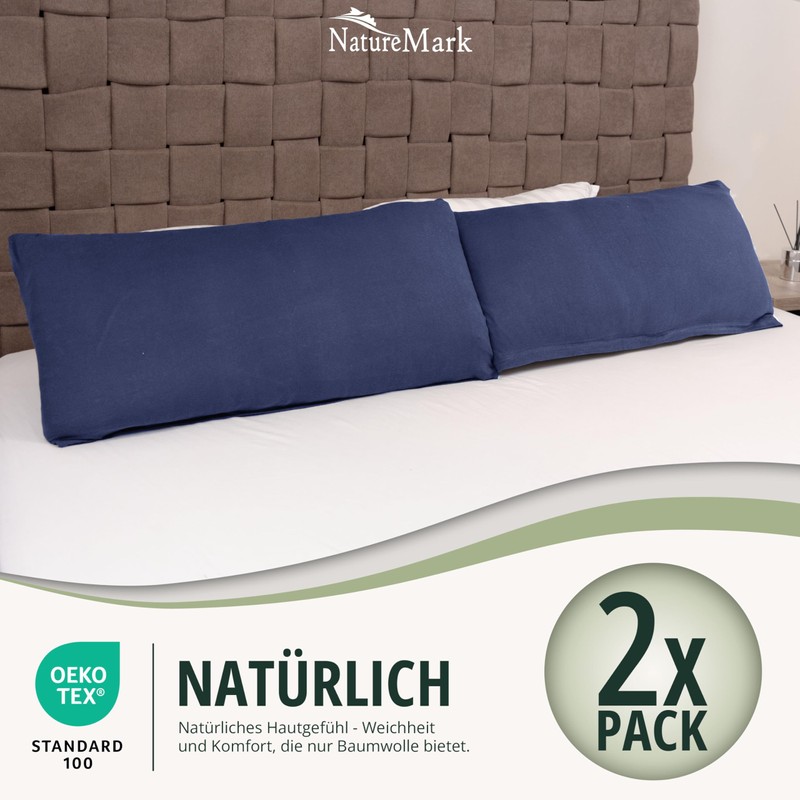 NatureMark Pack of 2 Jersey Cushion Covers, Side Sleeper Pillows,
