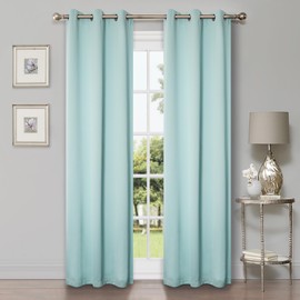 Superior Blackout Curtains, Room Darkening, Bedroom, Drapes, Kitchen, Living Room Window Accents, Sun Blocking, Thermal, 2 Pack, 6 Grommets, Solid Blackout Curtains, Set of 2, 42" x 96", Green Lily