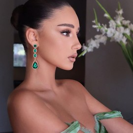 EVER FAITH Women's Crystal Wedding Fashion Teardrop Long Dangle Chandelier Earrings, Crystal