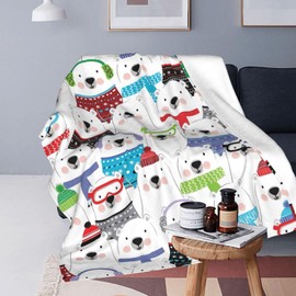 VAIAOH Polar Bear Blankets, Lightweight Plush Fuzzy Cozy Soft Flannel Blanket for Bed, Sofa, Couch, Travel, Camping 50"X40"