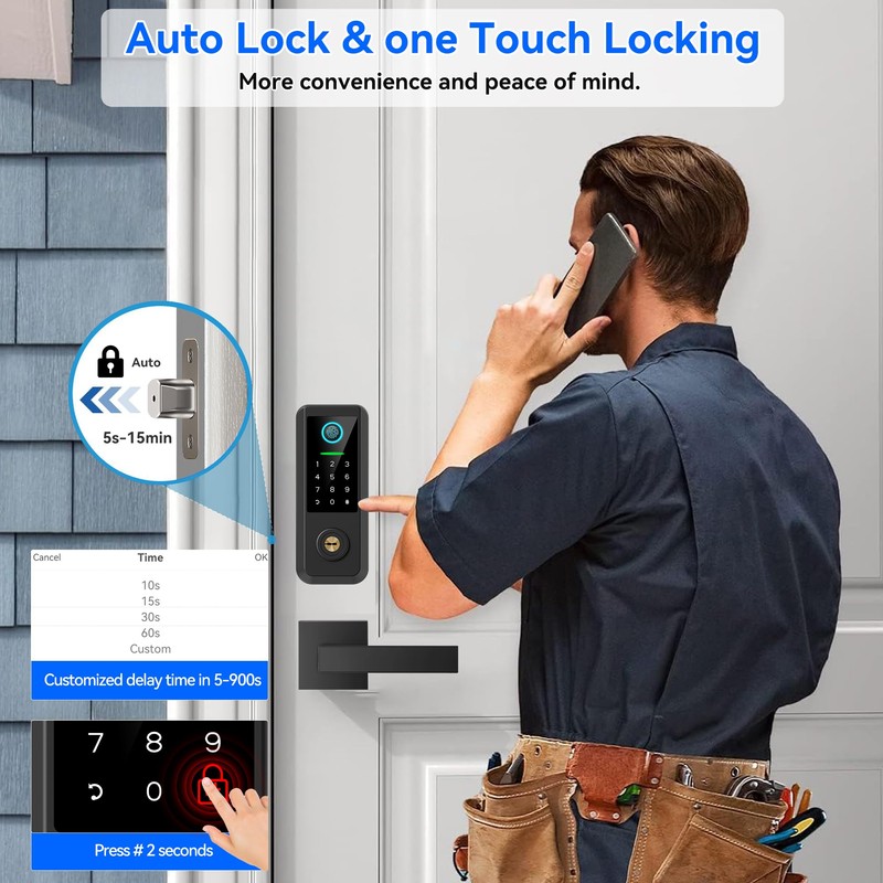 Yosimika Keyless Entry Door Lock with Handle Set,Smart Front Door