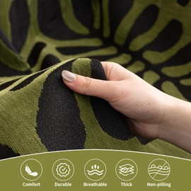 HANDONTIME Boho Couch Cover Geometric Striped Pet Covers for Couches and Sofas Olive Green and Black Dog Cover for Couch Pet Friendly Chenille Sectional Sofa Covers for Pets Washable, 71" X 134"