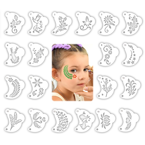 20PCS Face Paint Stencils for Kids – Reusable Flower Stencils