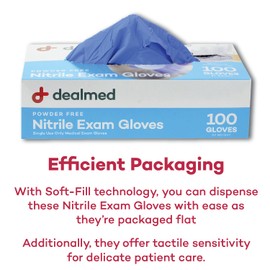 Dealmed Nitrile Exam Gloves – 100 Count Medium (Pack of 1) Disposable, Non-Irritating, Latex Free, Multi-Purpose for First Aid Kit, Medical Facilities & More