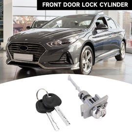 Yollky Front Door Lock Cylinder Set Kit with Keys for Hyundai Sonata 2015-2019 1.6L 2.0L 2.4L | 2 Keys, Silver Tone | Left Driver Side Door Lock Cylinder Replaces 81970-C1A00, 81970C1A00