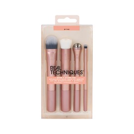 Real Techniques Prep and Prime Makeup Brush Set, Ideal for Exfoliating & Applying Primers, Moisturizers, & Serums, Skincare Tools, Synthetic Bristles, Cruelty-Free & Vegan, 4 Piece Set