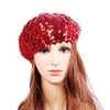 CHUANGLI Sparkly Sequins Beret Hat Glitter Mermaid Cap for Dancing