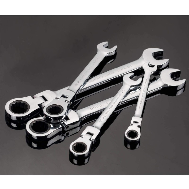 Qnkaa Flexible Ratchet Wrench Set 12pcs 8-19mm Spanner Gear Ring