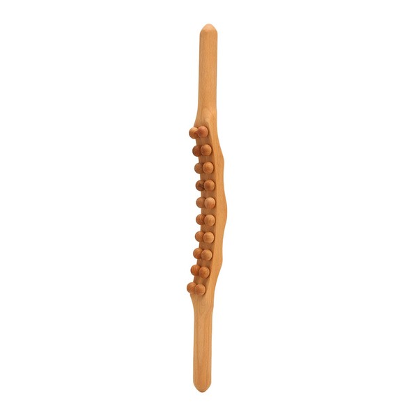 Wooden Massage Roller, Body Gua Sha Stick Muscle Relaxation 20 Beads Wooden Scraper Massage Stick for Back Stomach Shoulder
