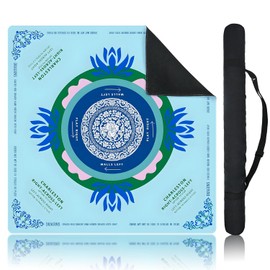 Blue Mahjong Mat for Table, American Mahjong Mat with Printed Rules, 31.5" x 31.5", Anti-Slip, Noise-Reducing Table Cover for Mahjong, Poker, Board Games, Dominoes, and Card Games