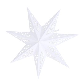 45cm Paper Star Lamp Shade White Hollow Out 7- Point Glitter Paper Lantern Star Decoration Christmas Star Lights Hanging Stars Ornament for Weddings Christmas Home Decor (A)